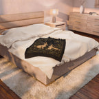 Hopping Rabbits Velveteen Plush Blanket