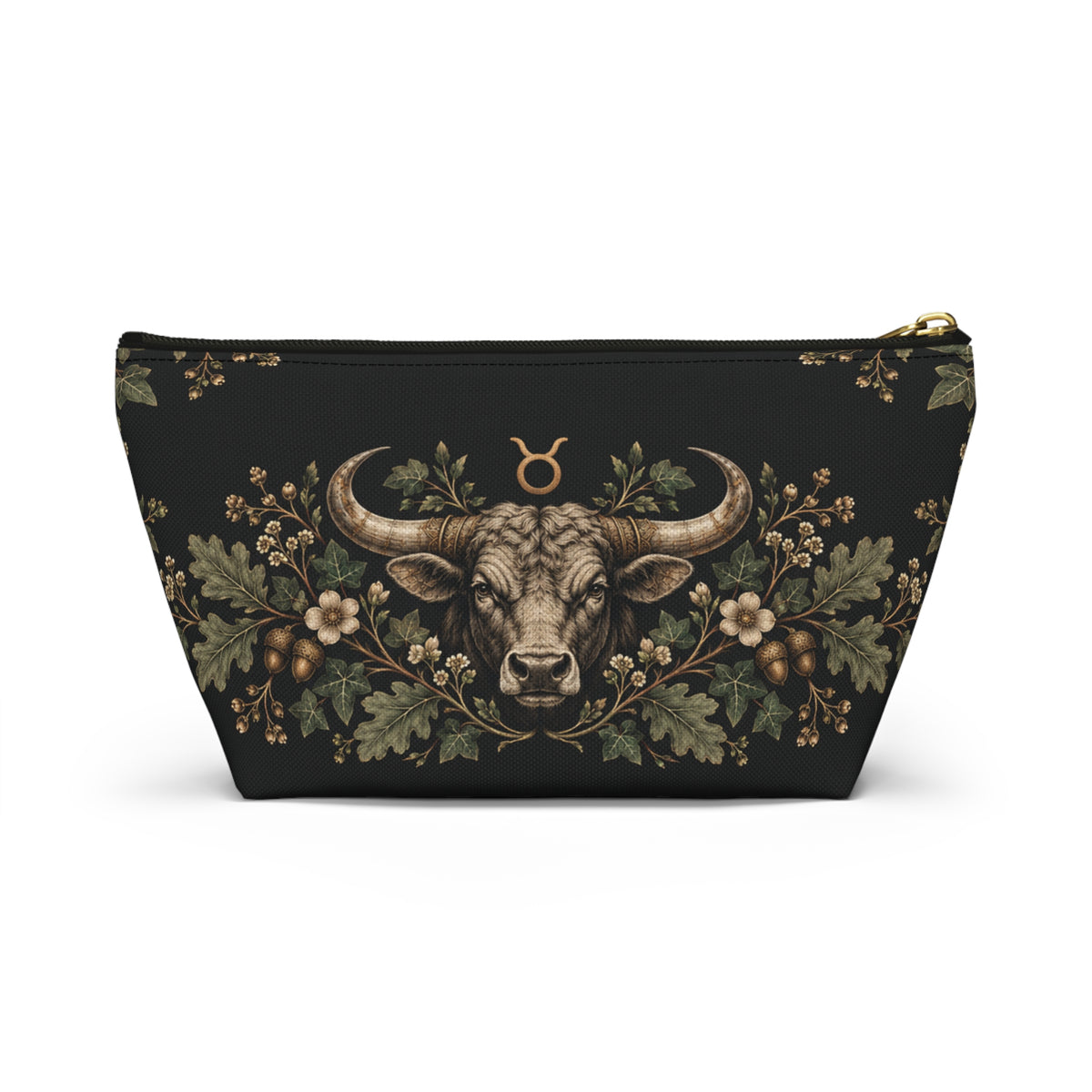 Taurus Zodiac Accessory Pouch, Vintage Bull T-Bottom Makeup Bag