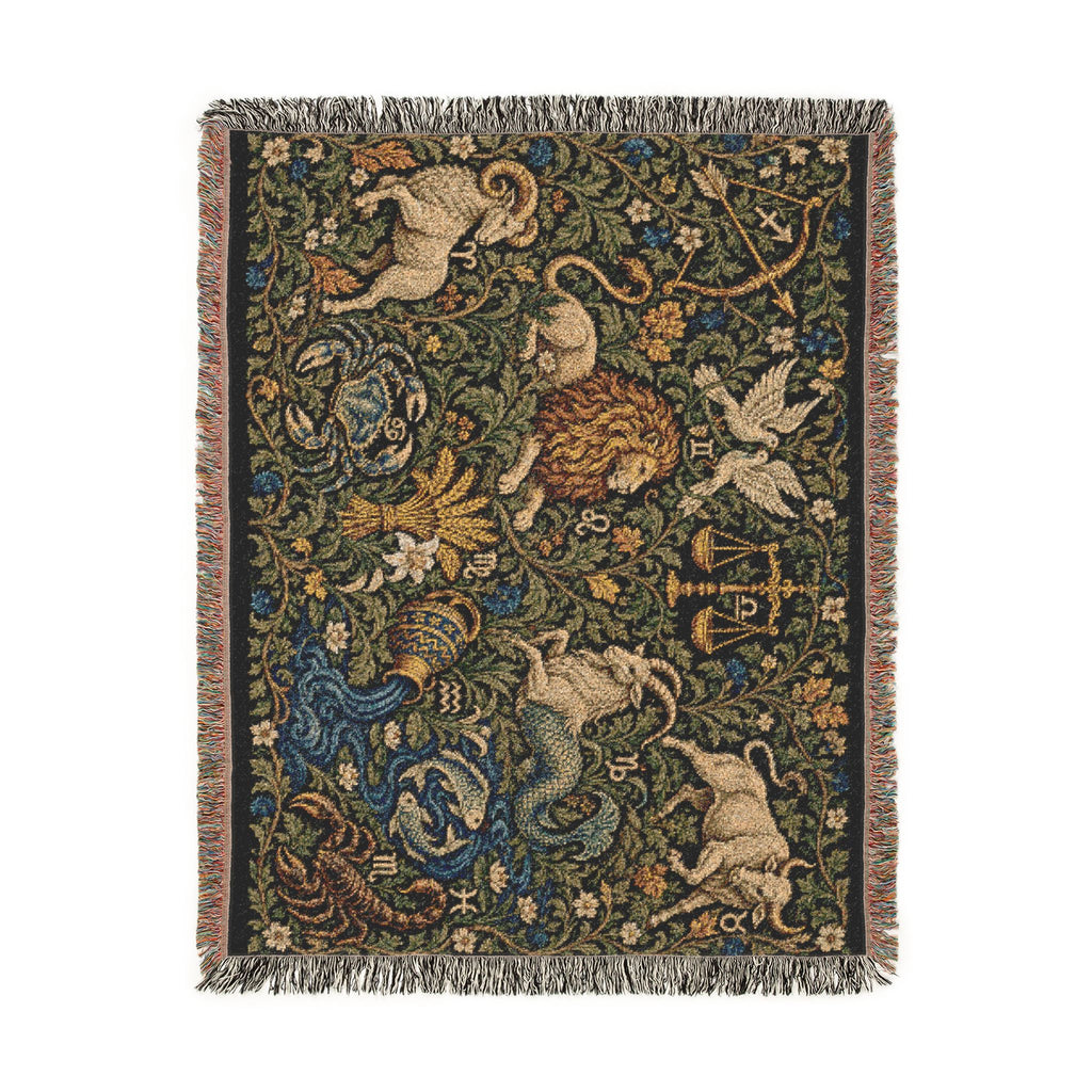 Signs Among the Vines, Woven Astrology Blanket