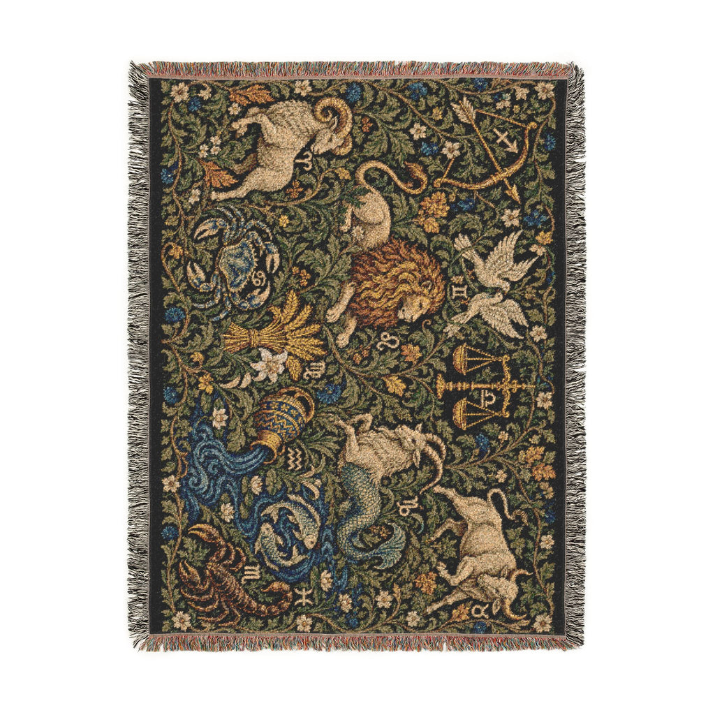 Signs Among the Vines, Woven Astrology Blanket