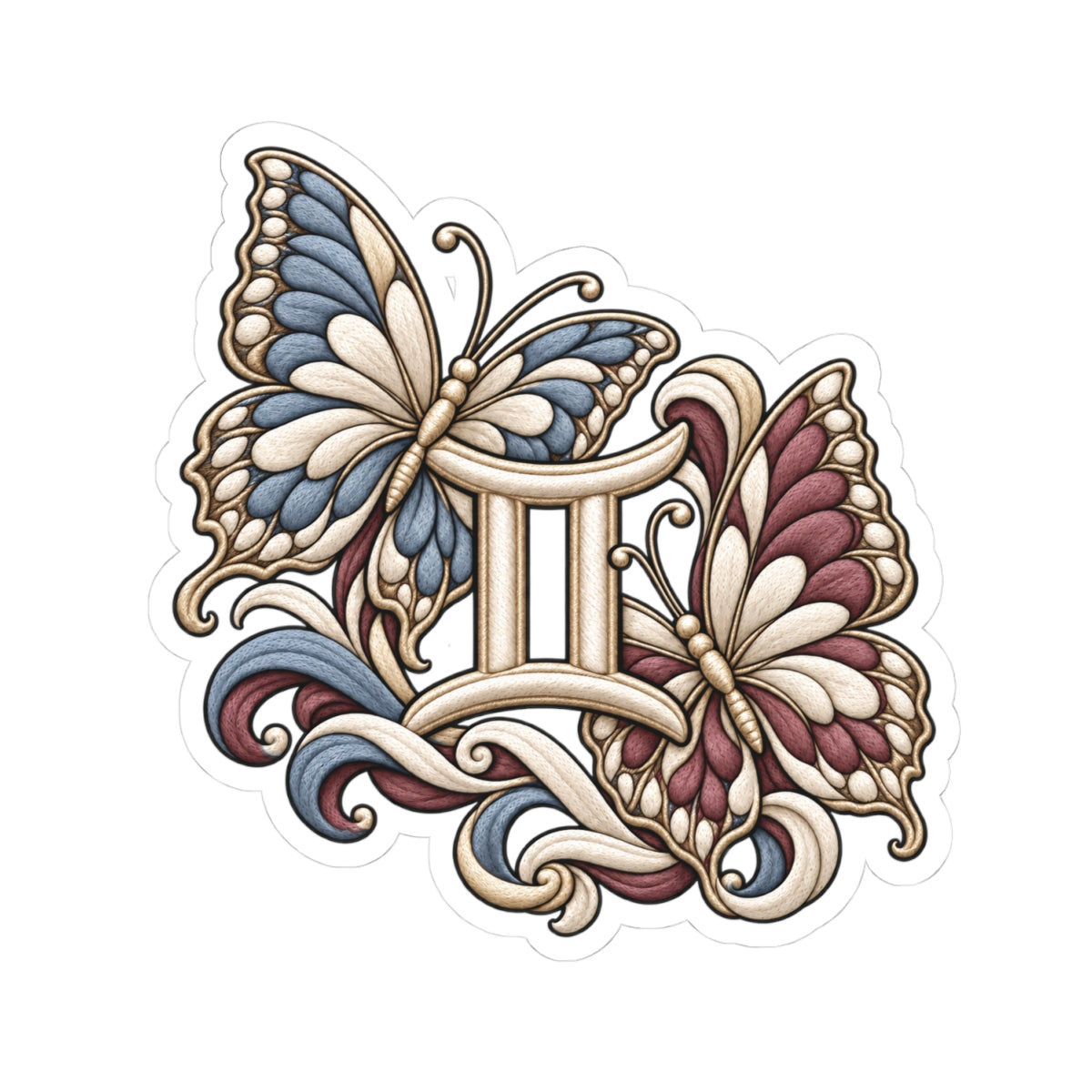 Gemini (Butterfly) Astrology Kiss-Cut Sticker | Blue & Pink Zodiac Decal