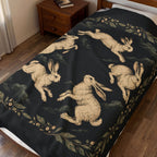 Hopping Rabbits Velveteen Plush Blanket