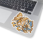 Gemini (Butterfly) Astrology Kiss-Cut Sticker | Blue & Yellow Zodiac Decal