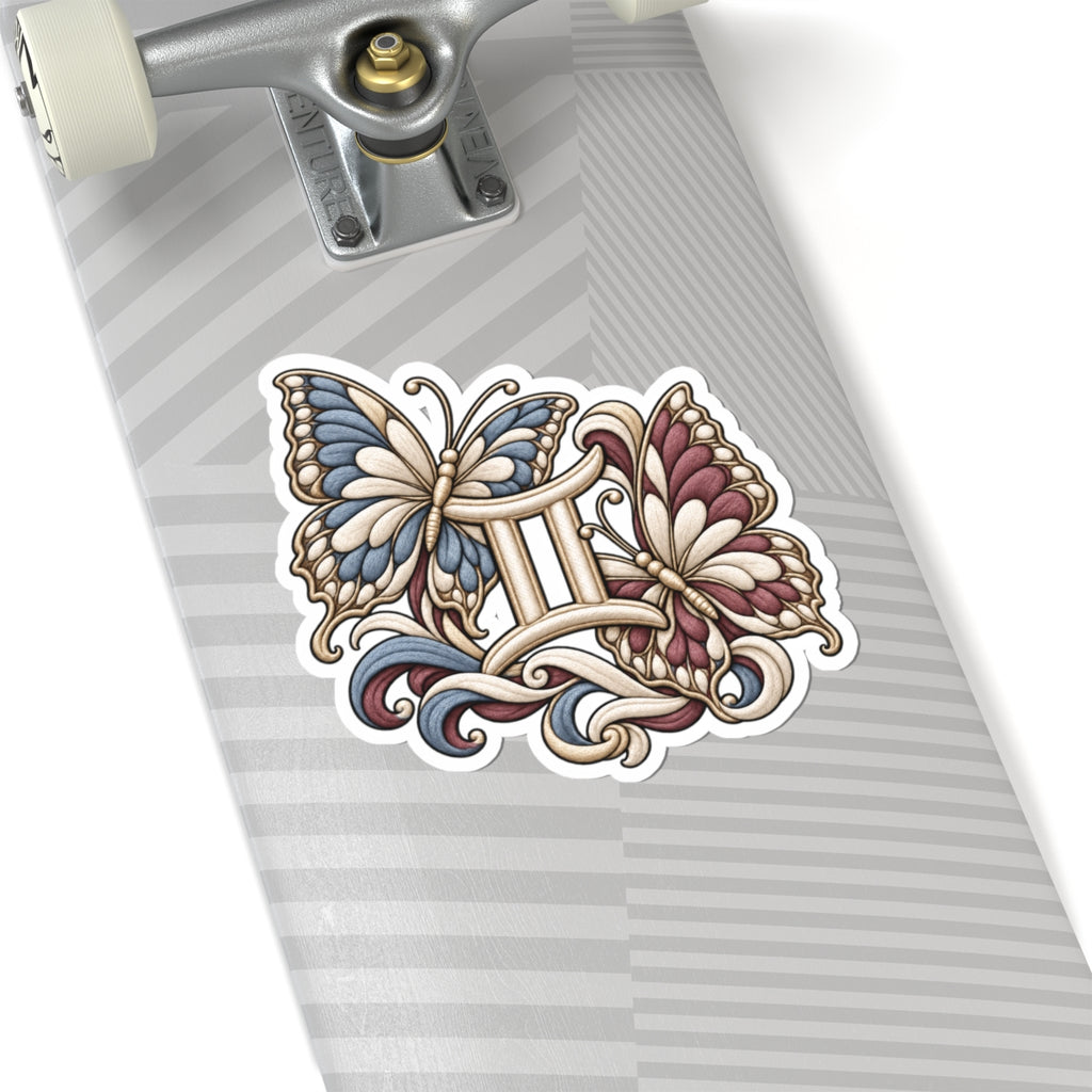 Gemini (Butterfly) Astrology Kiss-Cut Sticker | Blue & Pink Zodiac Decal
