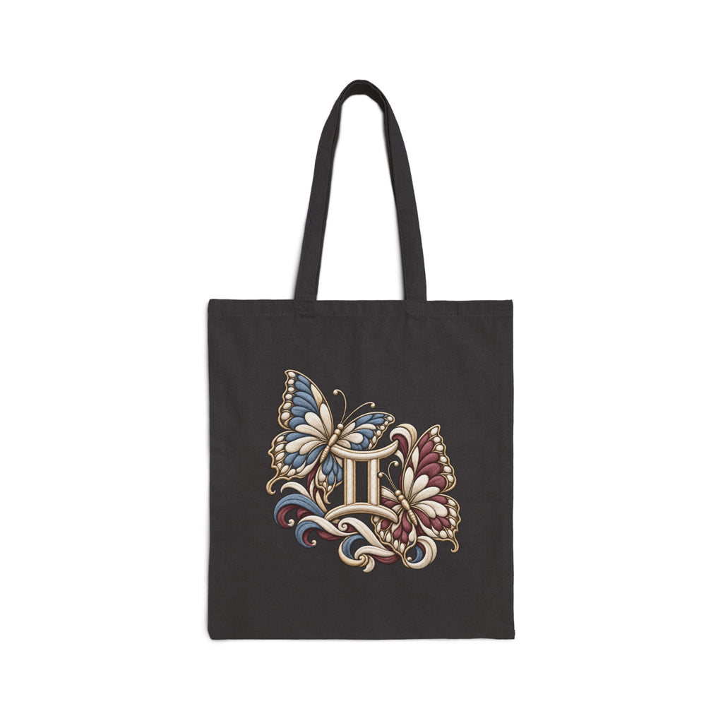 Gemini Butterfly Graphic Tote Bag, Zodiac Canvas Tote
