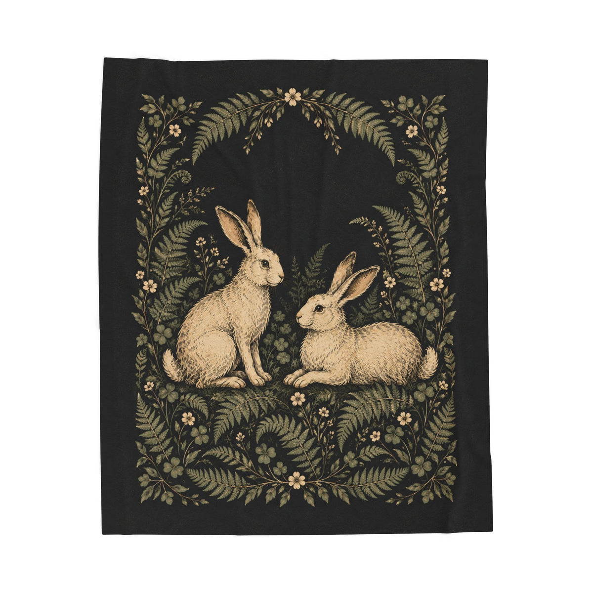 Hopping Rabbits Velveteen Plush Blanket