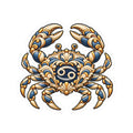 Cancer (Blue) Astrology Kiss-Cut Sticker | Crab Zodiac Decal