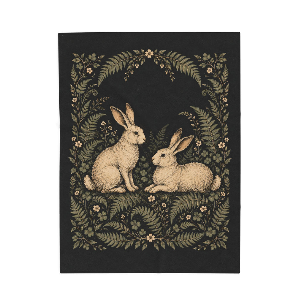 Hopping Rabbits Velveteen Plush Blanket