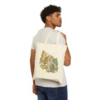 Gemini Butterfly Graphic Tote Bag, Zodiac Canvas Tote