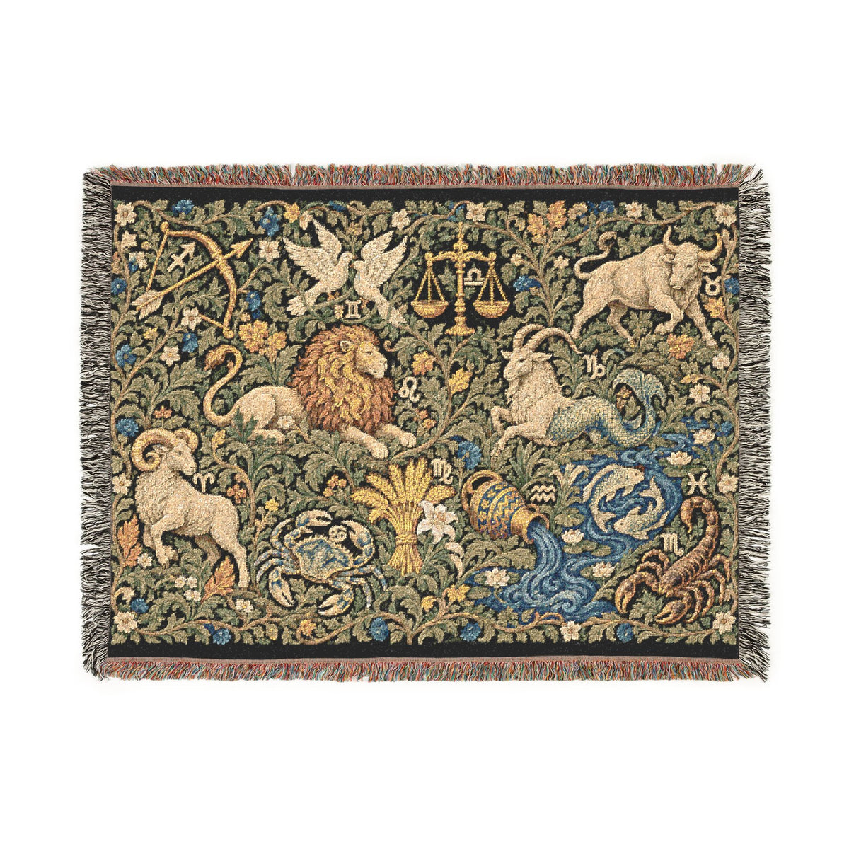 Signs Among the Vines, Woven Astrology Blanket