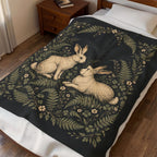 Hopping Rabbits Velveteen Plush Blanket