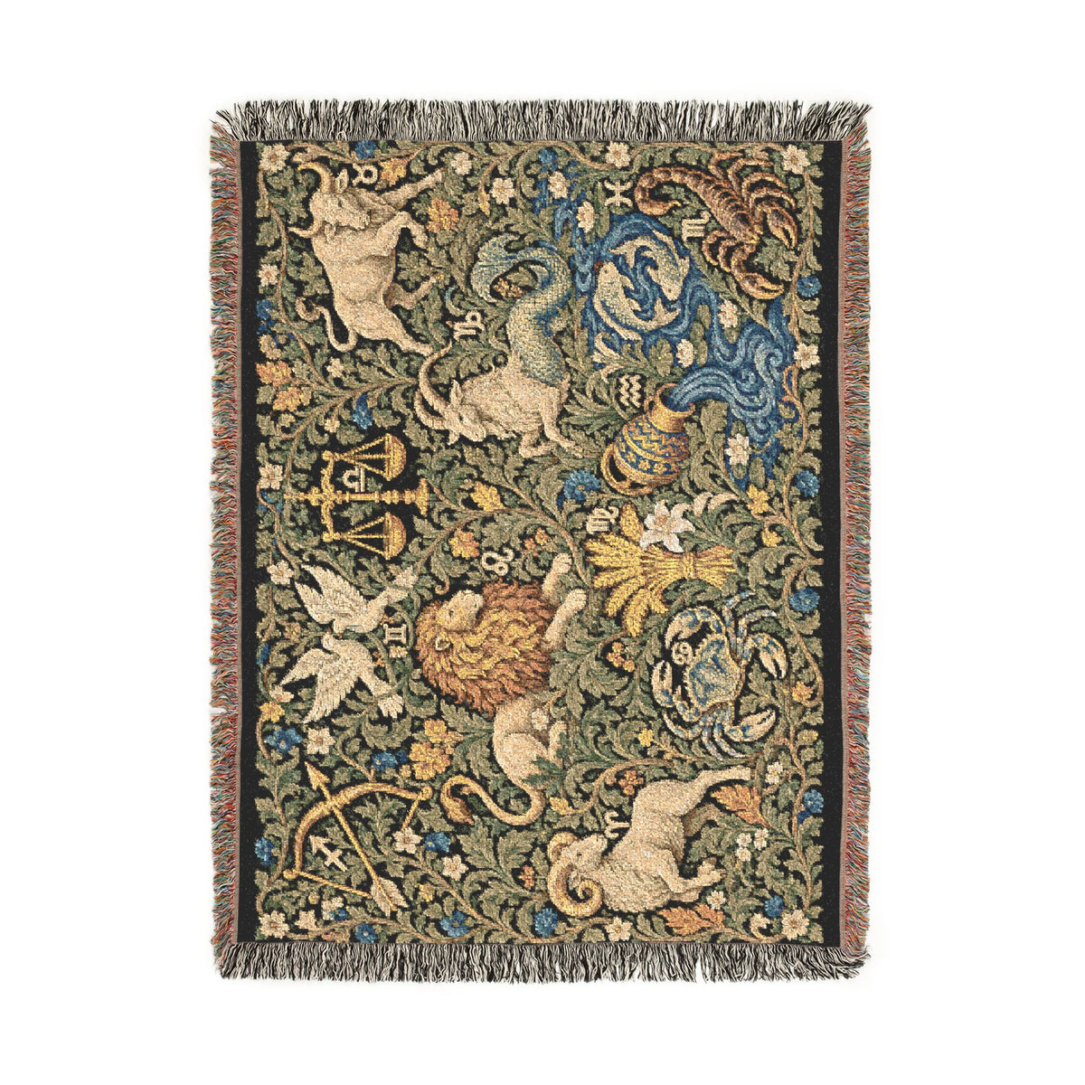 Signs Among the Vines, Woven Astrology Blanket
