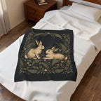 Hopping Rabbits Velveteen Plush Blanket