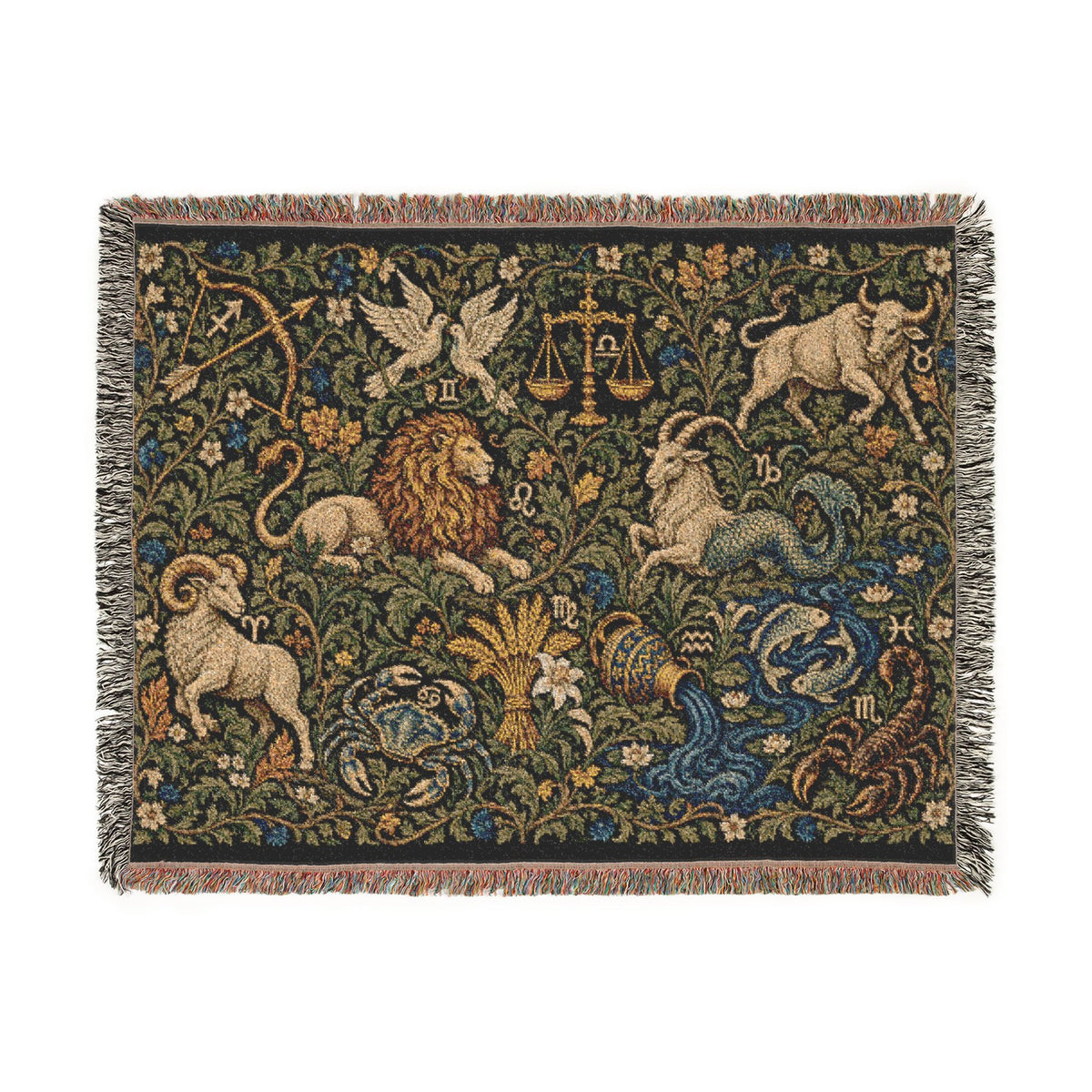Signs Among the Vines, Woven Astrology Blanket