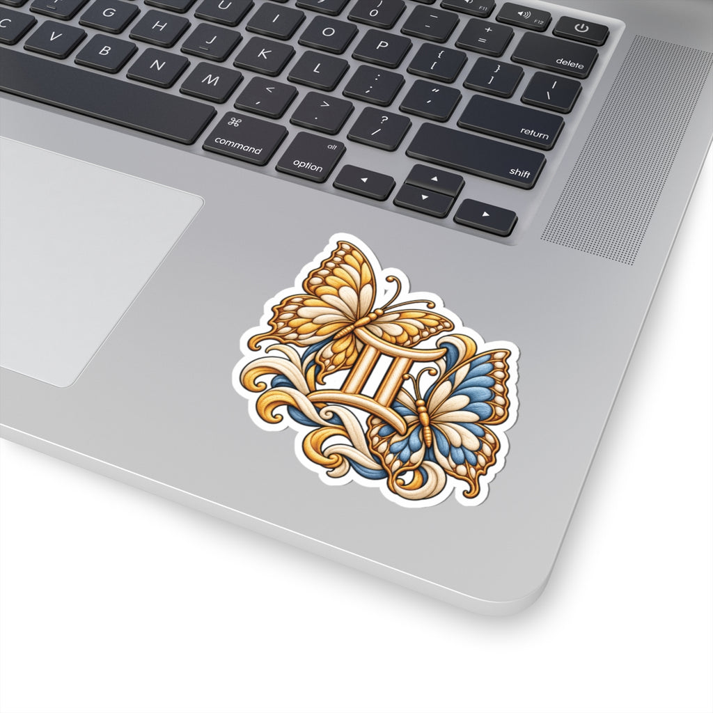 Gemini (Butterfly) Astrology Kiss-Cut Sticker | Blue & Yellow Zodiac Decal