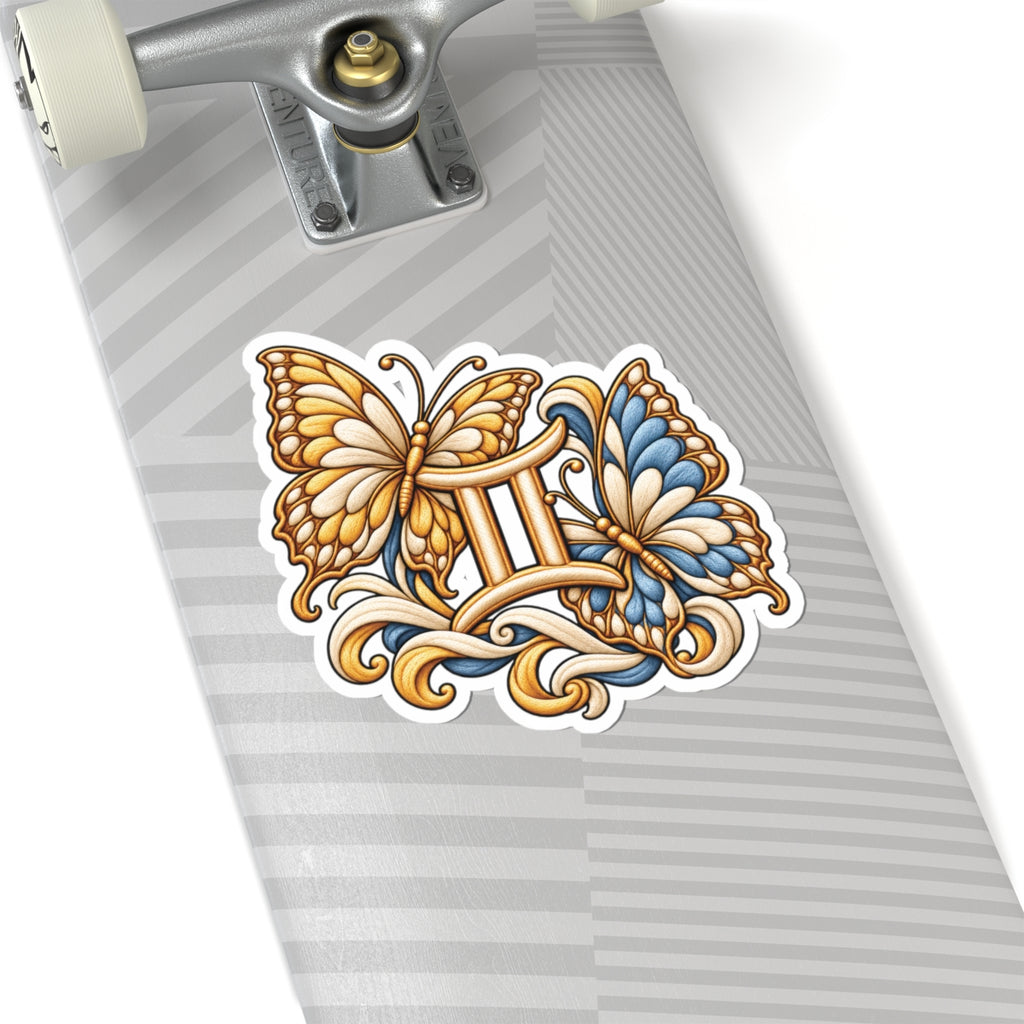 Gemini (Butterfly) Astrology Kiss-Cut Sticker | Blue & Yellow Zodiac Decal